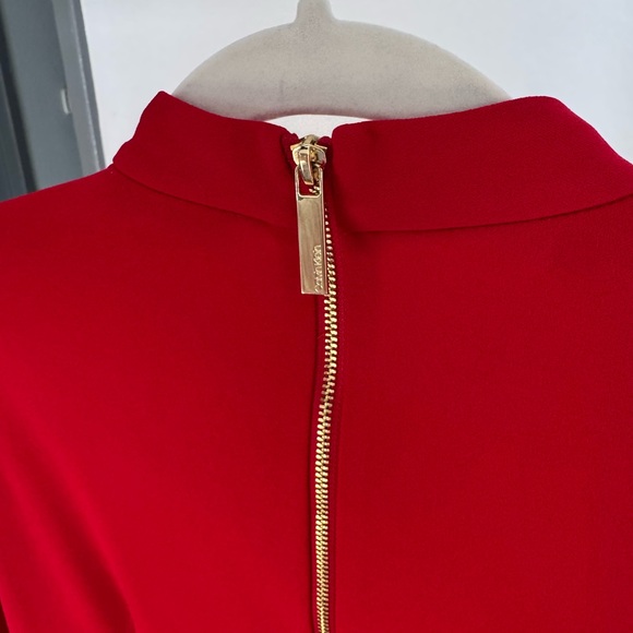Calvin Klein Red Long-Sleeve Tie-Neck Dress - Picture 4 of 4
